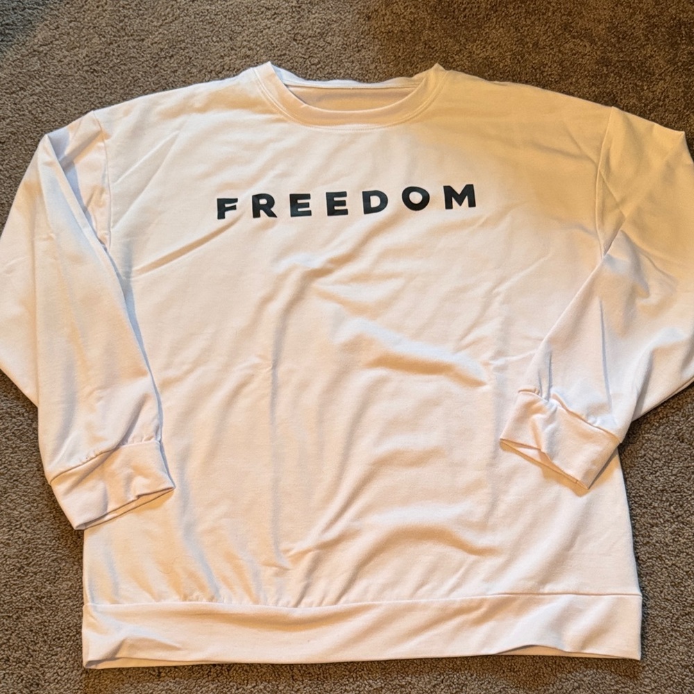 White FREEDOM Crewneck